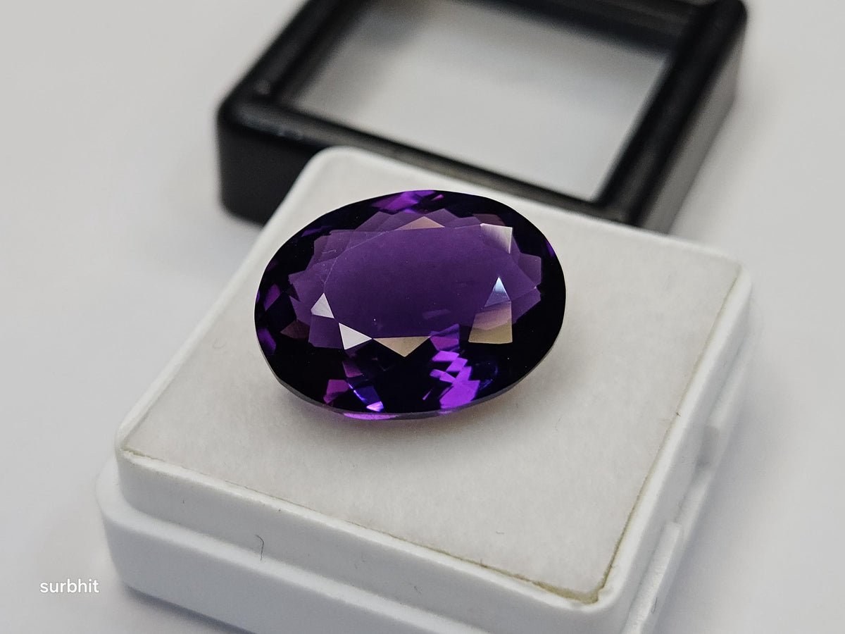 Certified Lab Created Amethyst Oval Gemstone – 8-9 Ct Purple Stone for Jewelry Making