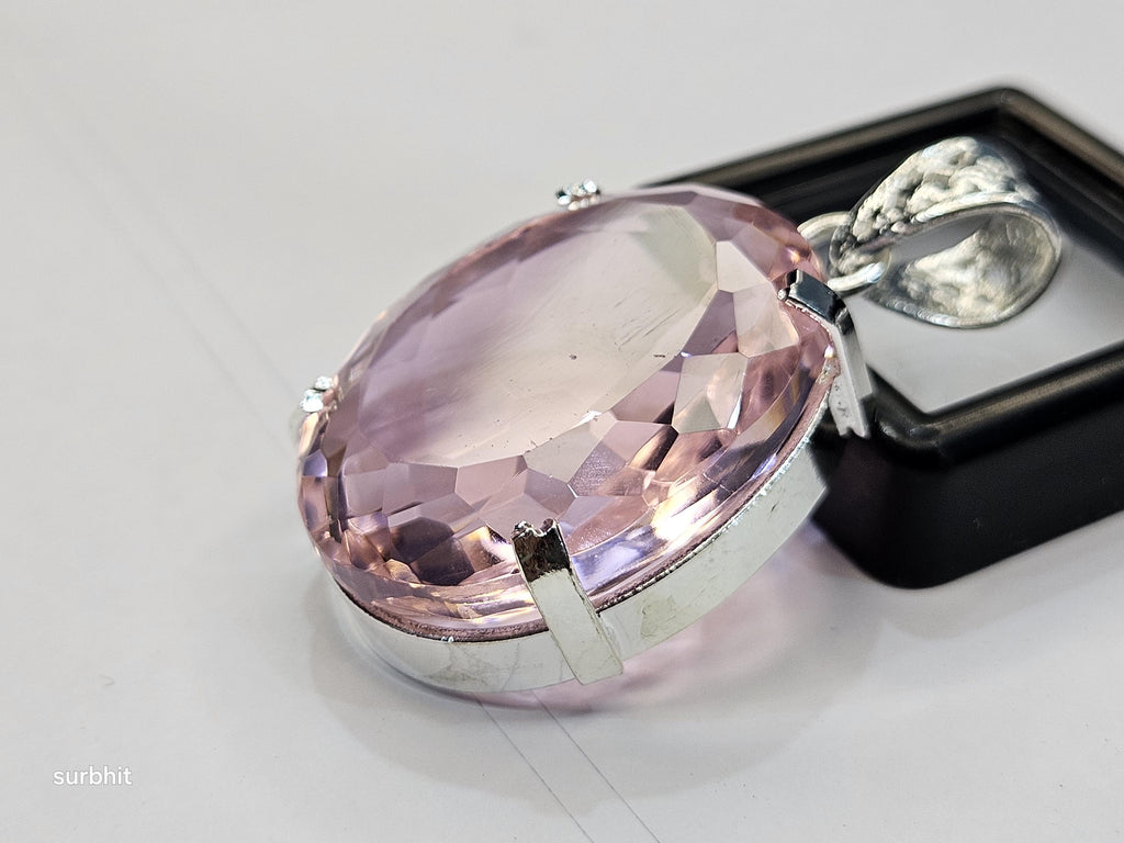 Certified Lab-Created Flawless Pink Pendant Topaz Oval Cut 70+ Ct Natural Loose Gemstone