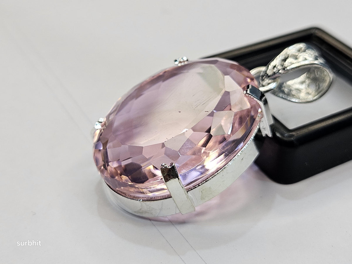 Certified Lab-Created Flawless Pink Pendant Topaz Oval Cut 70+ Ct Natural Loose Gemstone