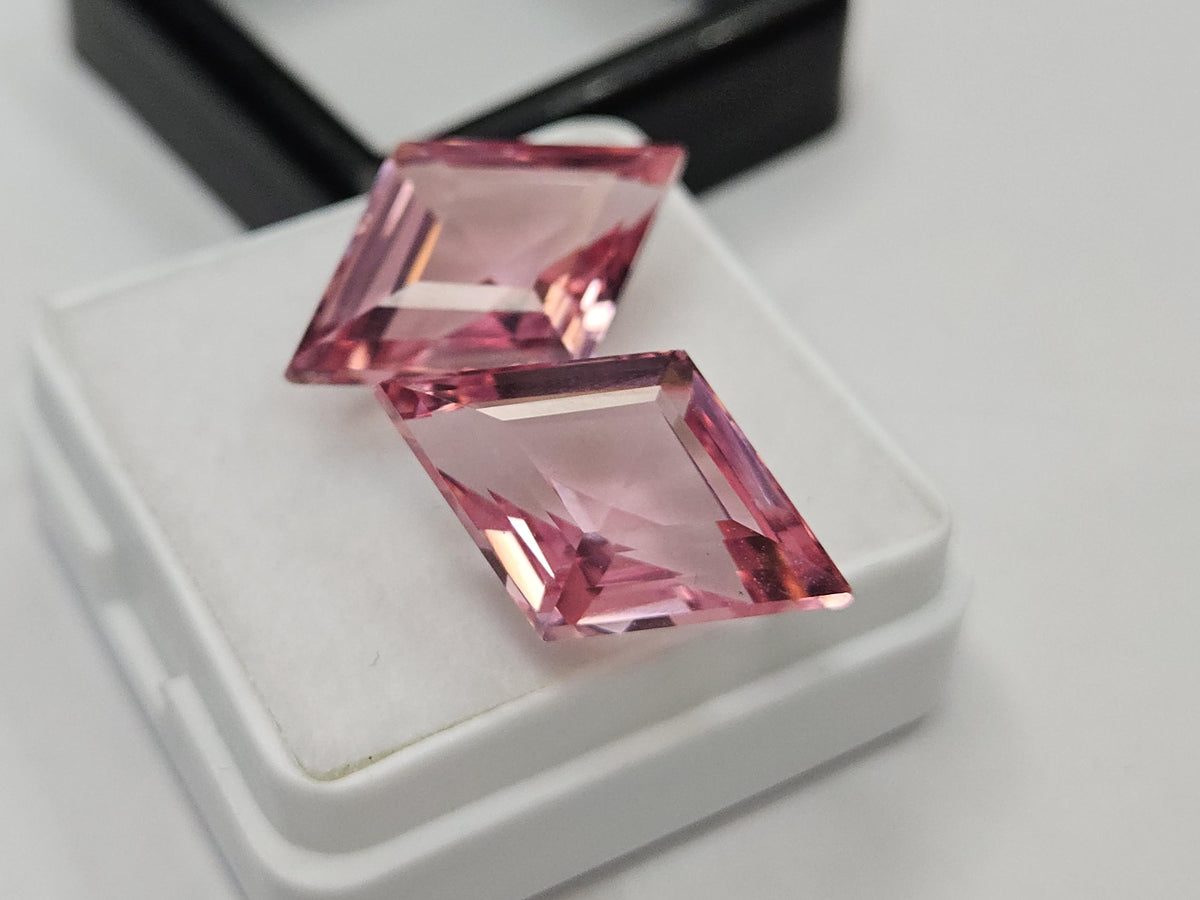 Certified Padparadscha Sapphire Pair, Fancy Cut Loose Gemstones for Earrings, Jewelry Making