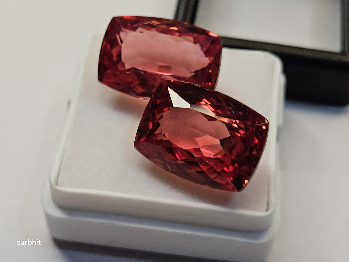 Certified Padparadscha Sapphire Gemstones, Cushion Cut, 27-28 Ct Loose Stones for Rings