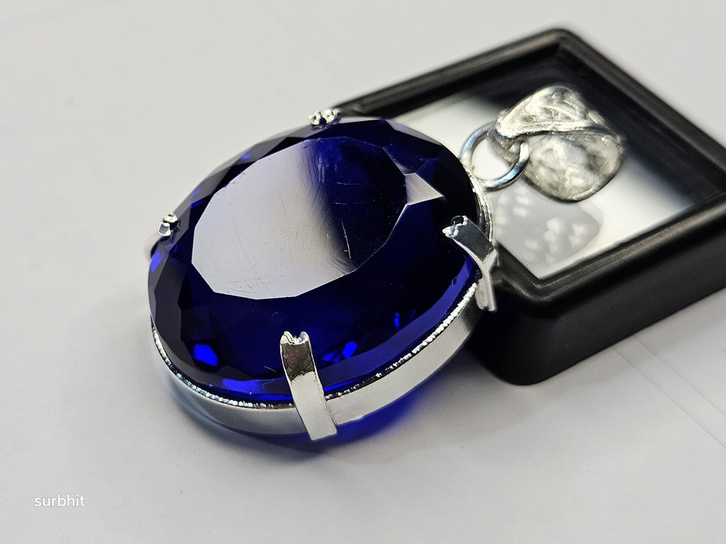 Blue Topaz Oval Cut Pendant, 73-74 Ct Brazilian Gemstone