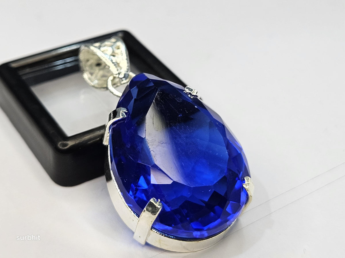 Blue Topaz Pear Cut Pendant, 73-74 Ct Brazilian Gemstone