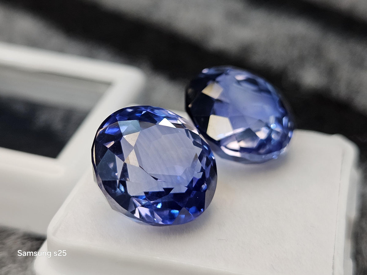 Pair of 21+ Ct Round Cut Blue Tanzanite Gemstones, Tanzania Origin
