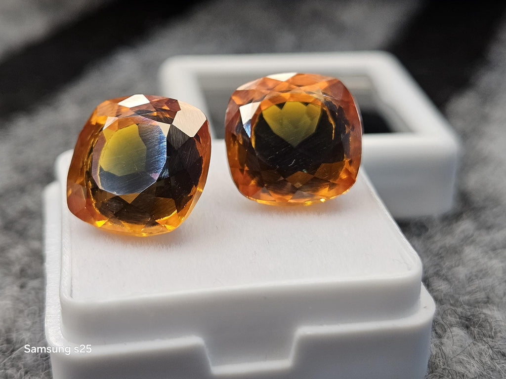 Pitambari Bi-Color  Sapphire Pair, Cushion Cut, 26-28 ct, Sri Lanka Origin
