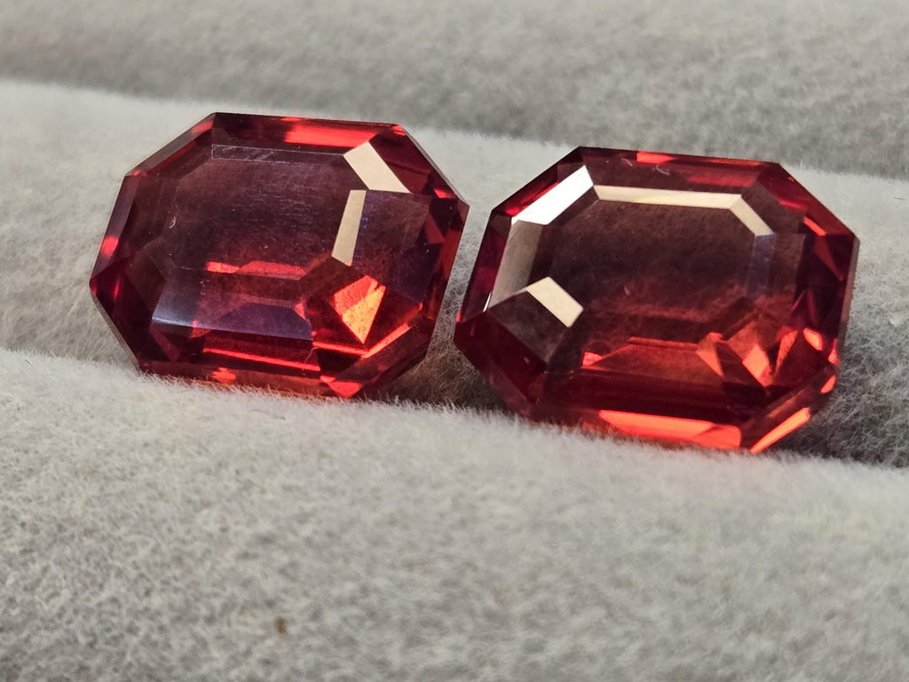 Natural Orange Topaz Pair Emerald Cut Gemstones – Certified Loose Matching Gems