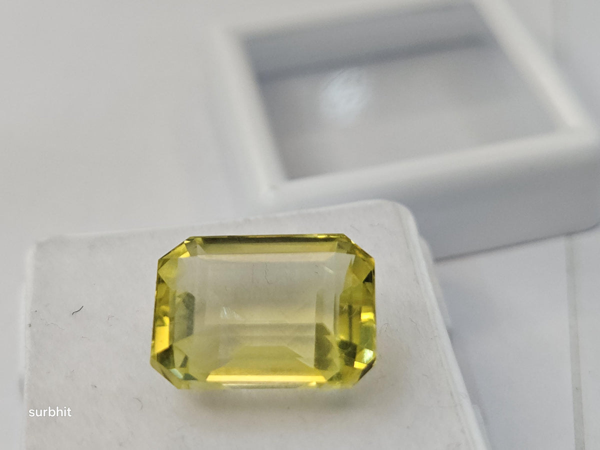 Natural Certified Ceylon Yellow Sapphire Emerald Cut 10-11 Ct Loose Gemstone