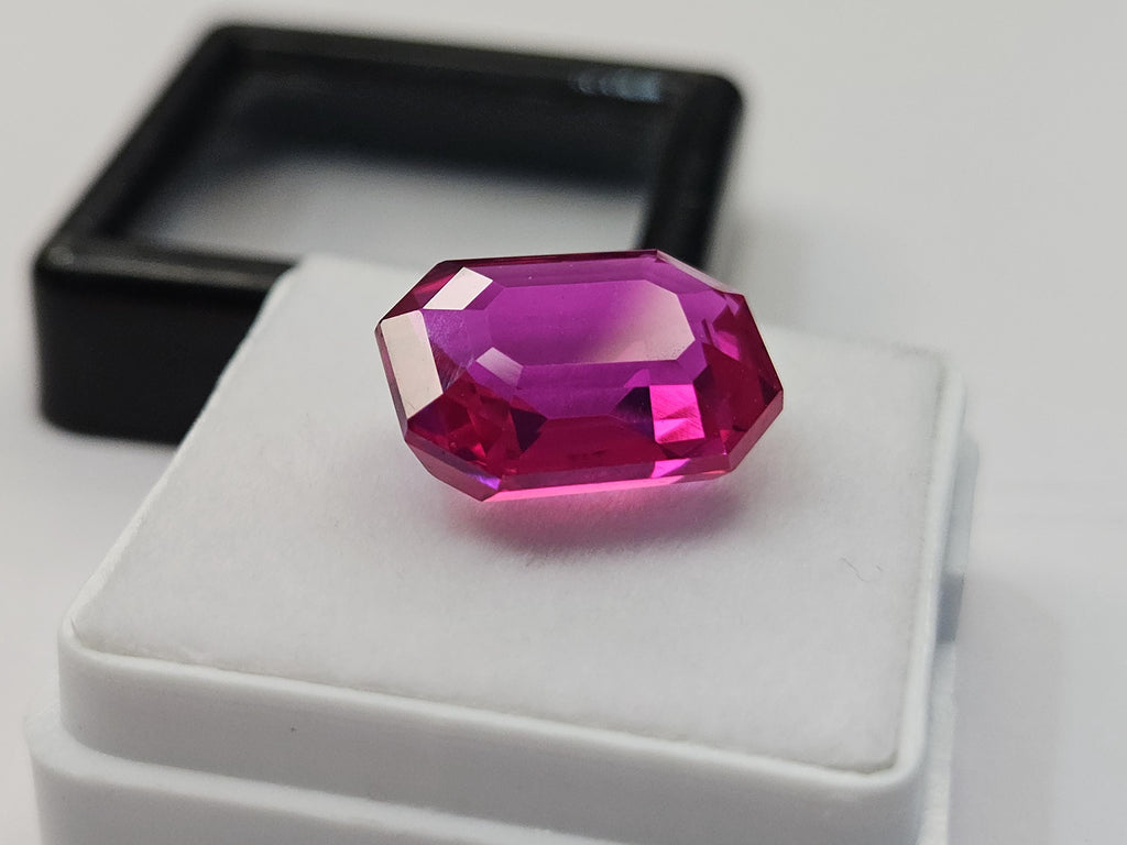 Certified Dark Pink Sapphire Emerald Cut Gemstone, 9-10 Ct Loose Stone for Rings, Pendants