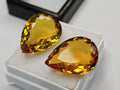 Certified Pear Cut Yellow Citrine Gemstones – 18-19 Ct Loose Pair for Jewelry