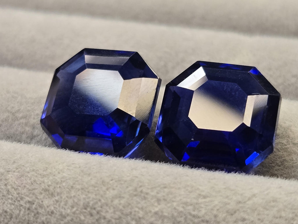 Blue Tanzanite Natural Pair Of VVS Asscher Cut 18-20 Ct Certified Loose Gemstone