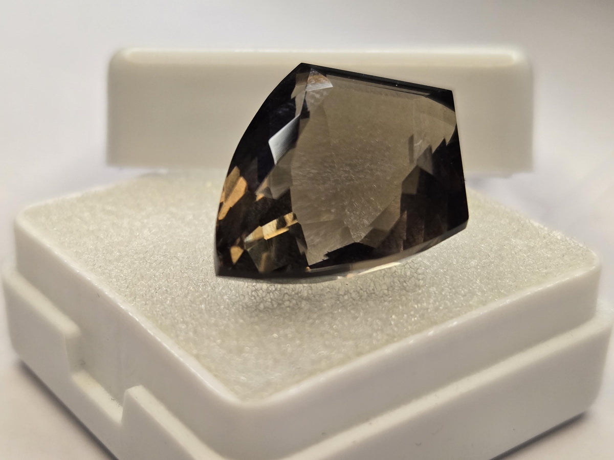 Certified Smoky Black Quartz Gemstone, 13-14 Ct Fancy Cut, Lab Created Loose Stone (Brazil)