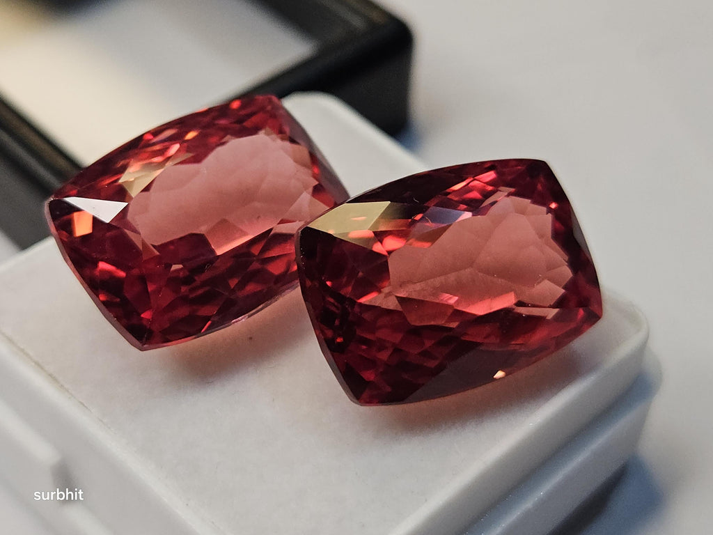 Certified Padparadscha Sapphire Gemstones, Cushion Cut, 27-28 Ct Loose Stones for Rings