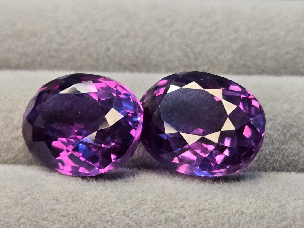 Natural Alexandrite Gemstones: Color Changing Oval Cut Pair (32+ Ct)