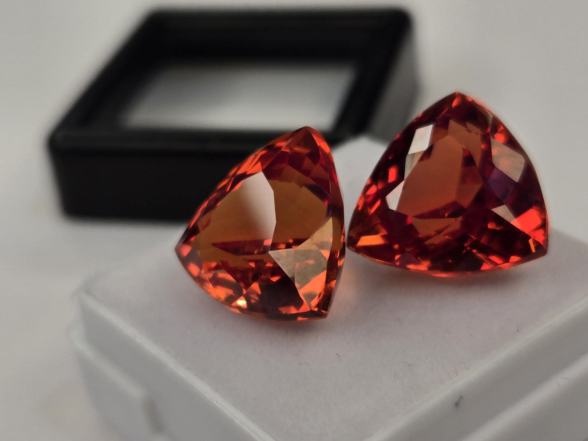 Certified Trillion Cut Padparadscha Sapphire Gemstones (18+ Ct), Brazil Origin