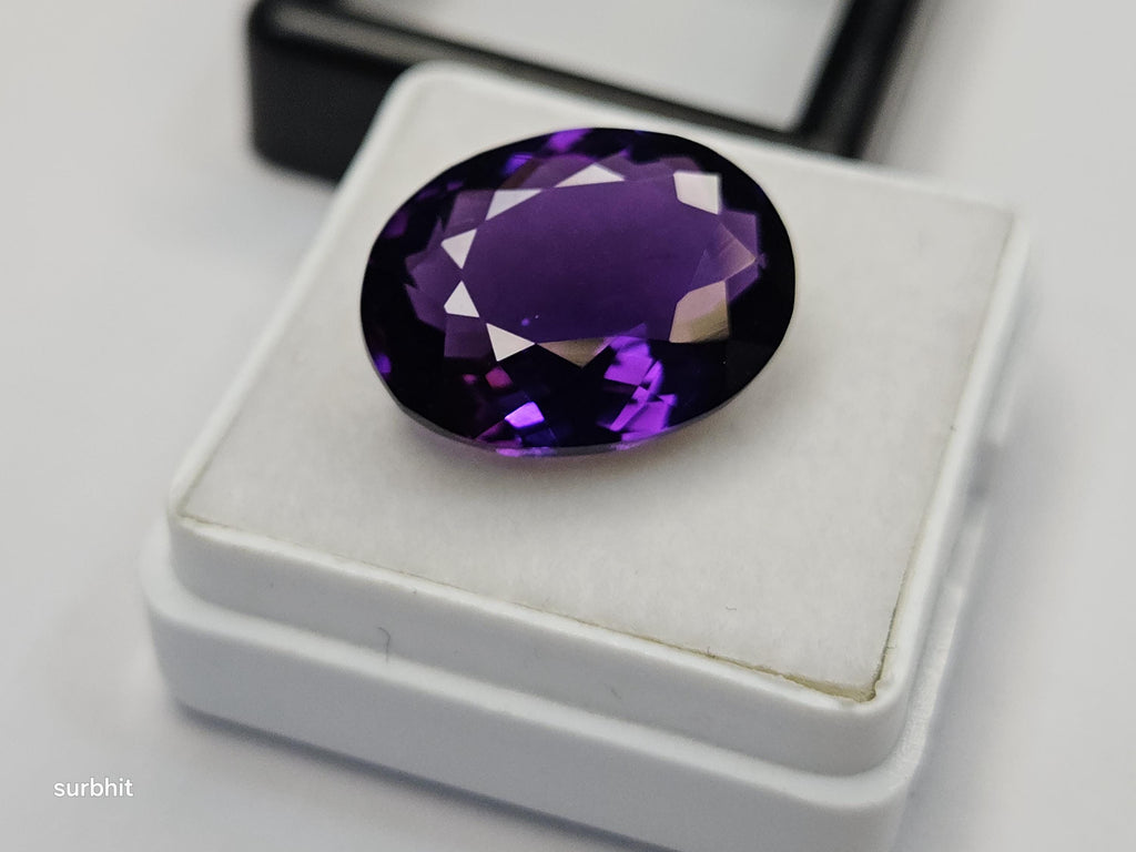 Certified Lab Created Amethyst Oval Gemstone – 8-9 Ct Purple Stone for Jewelry Making