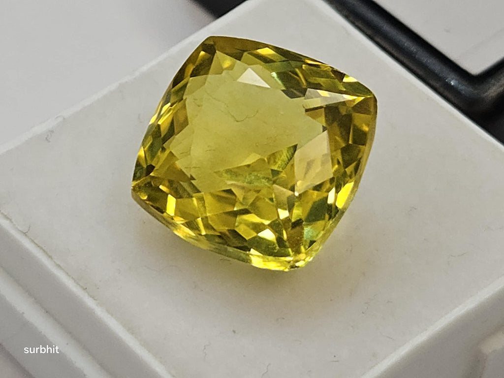 Certified Ceylon Yellow Sapphire Cushion Cut Gemstone (13-14 Ct) for Rings, Pendants