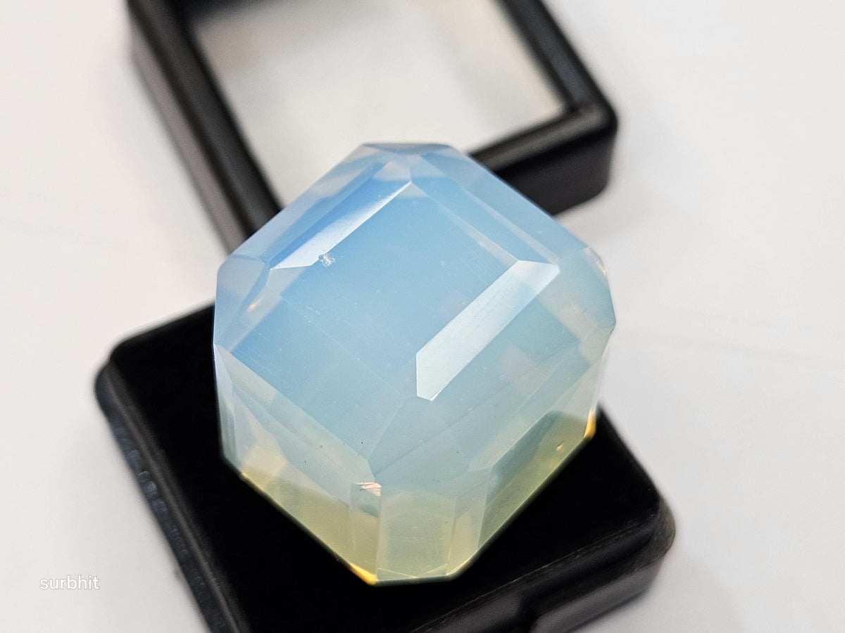 Lab Created Fire Opal Gemstone: 78+ Carat Cube Cut Welo Opal