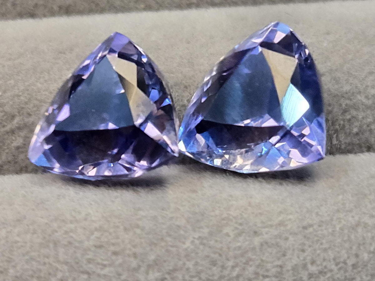 Trillion Cut Tanzanite Pair, 14-15 ct, Loose Gemstones