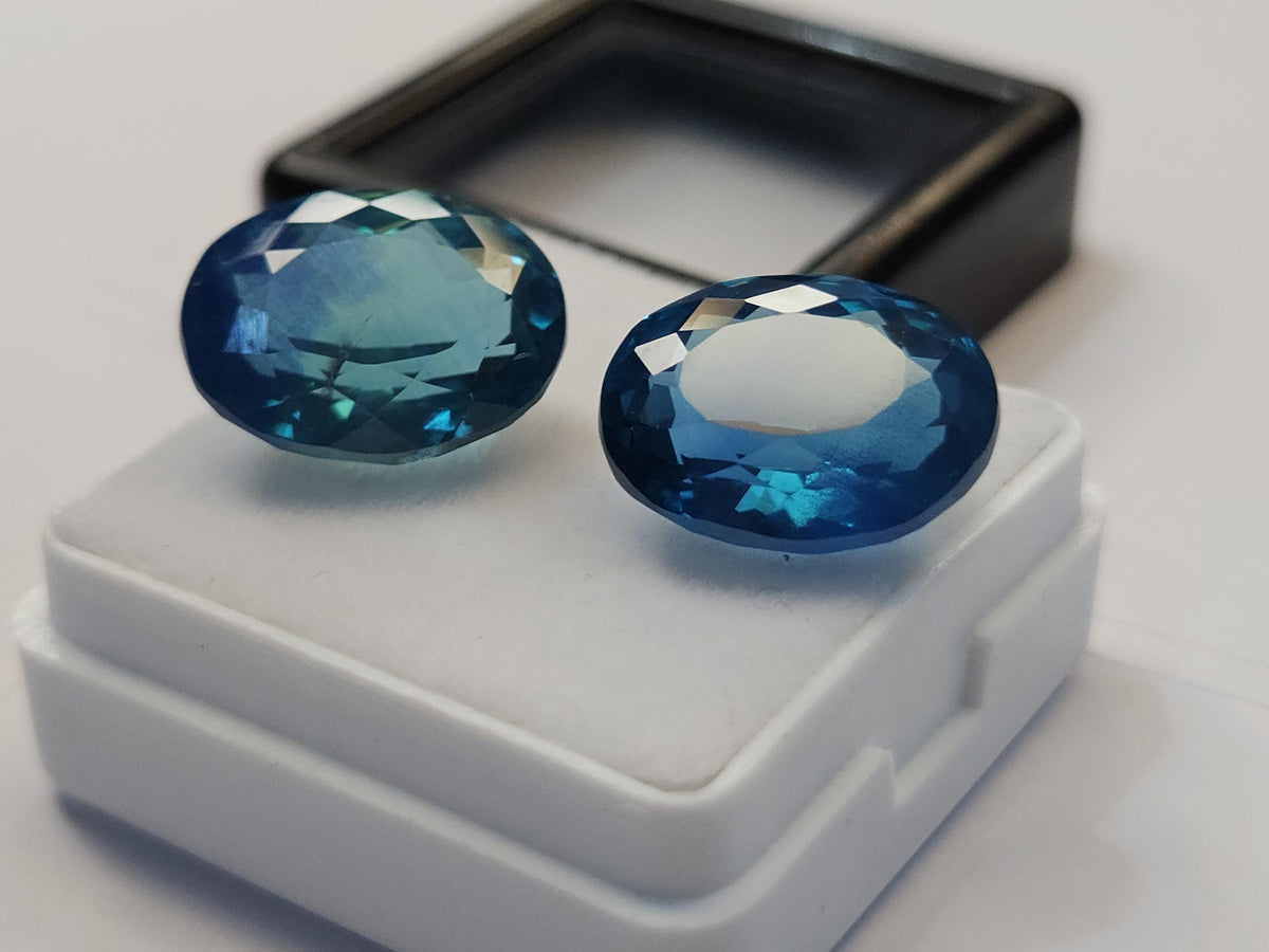 Ocean Blue Paraiba Tourmaline Oval Gemstone, 17-18 Carat Loose Stone (2 Pcs)