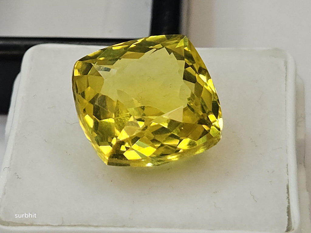 Certified Ceylon Yellow Sapphire Cushion Cut Gemstone (13-14 Ct) for Rings, Pendants