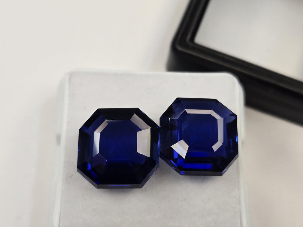 Blue Tanzanite Natural Pair Of VVS Asscher Cut 18+ Ct Certified Loose Gemstone