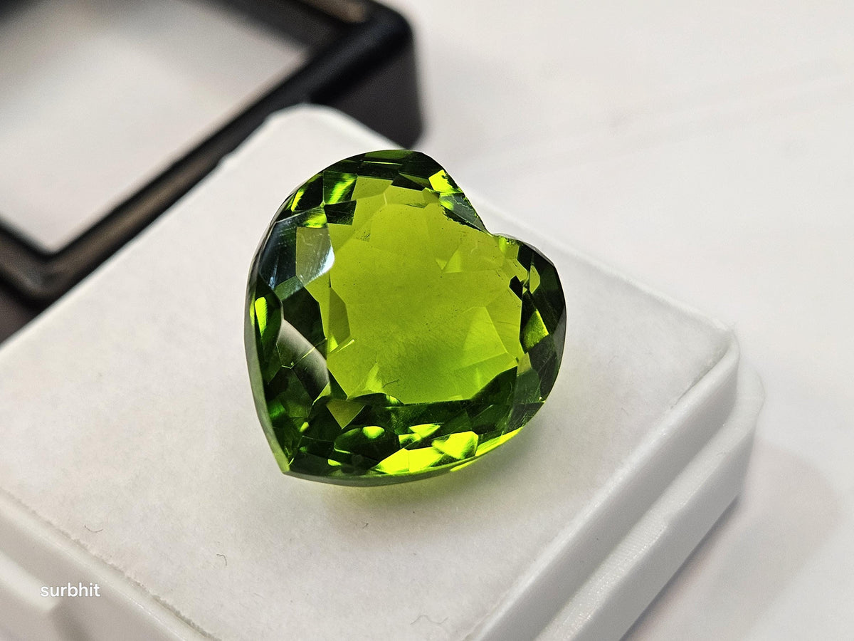 10+ Ct Natural Peridot – Heart Cut Loose Gemstone for Jewelry