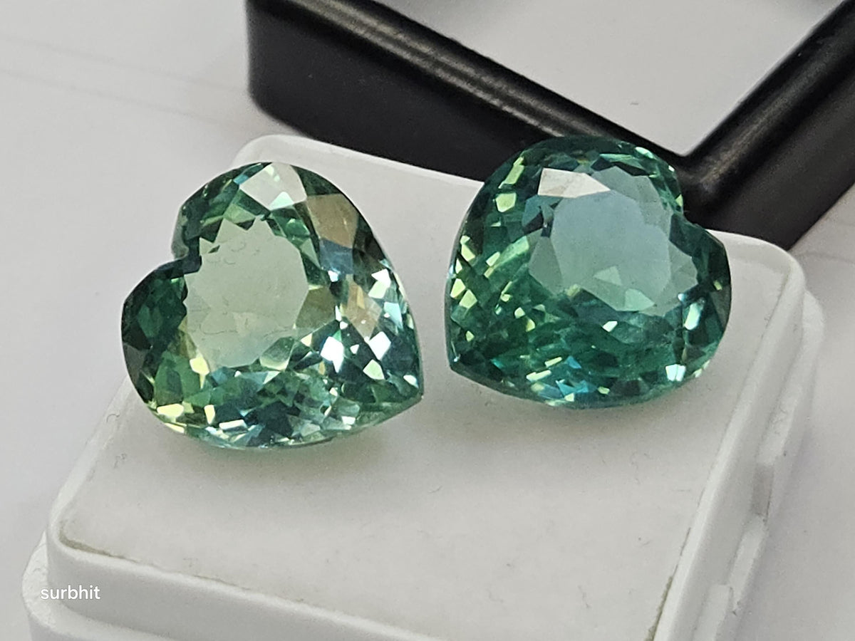 Certified Green Sapphire Heart Cut Gemstones (22-23 Ct) for Jewelry Making