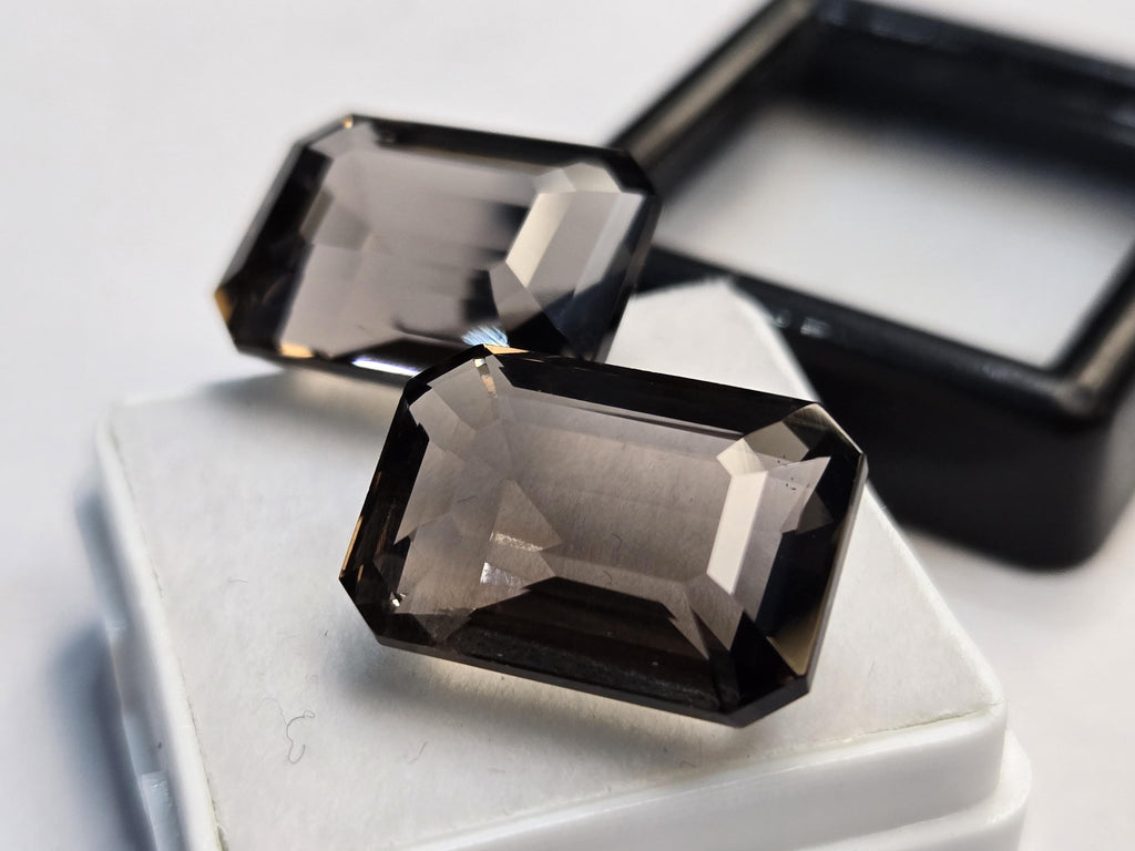 Smoky Black Quartz Emerald Cut Gemstone for Rings, Pendants, Jewelry (24-25 Ct)