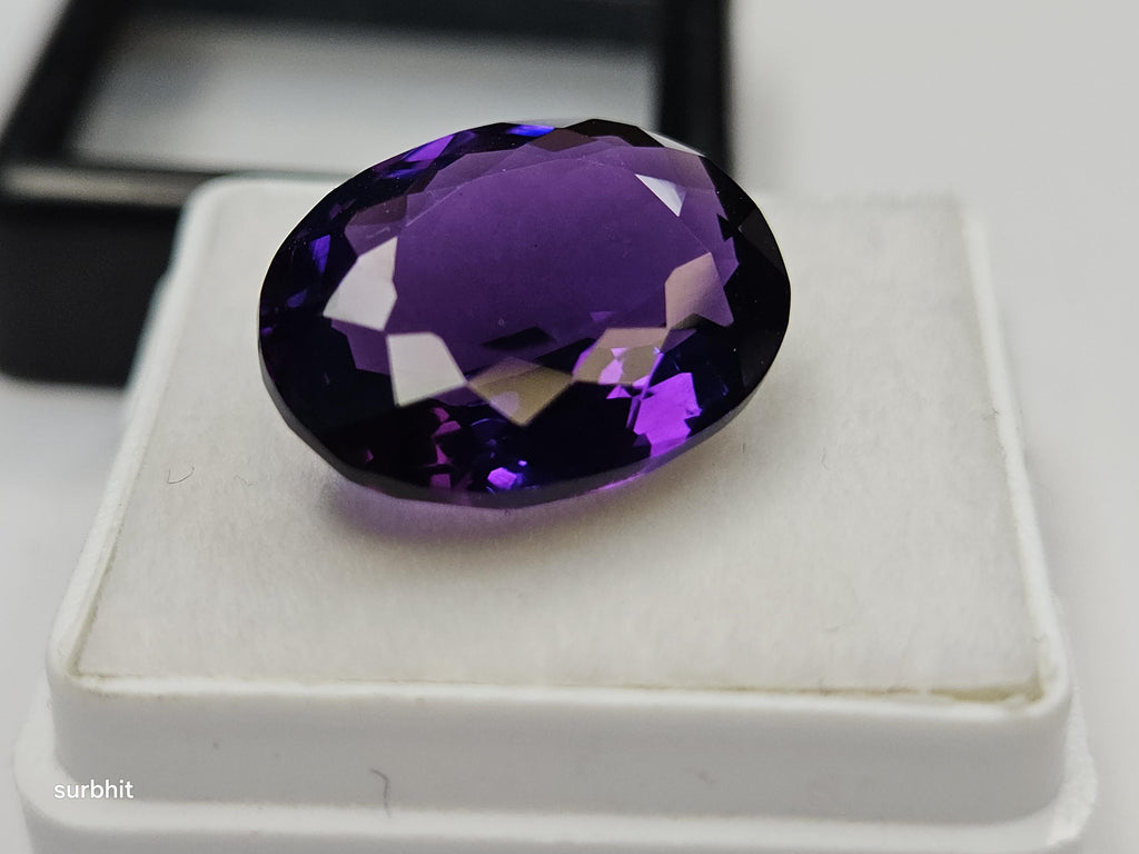 Certified Lab Created Amethyst Oval Gemstone – 8-9 Ct Purple Stone for Jewelry Making