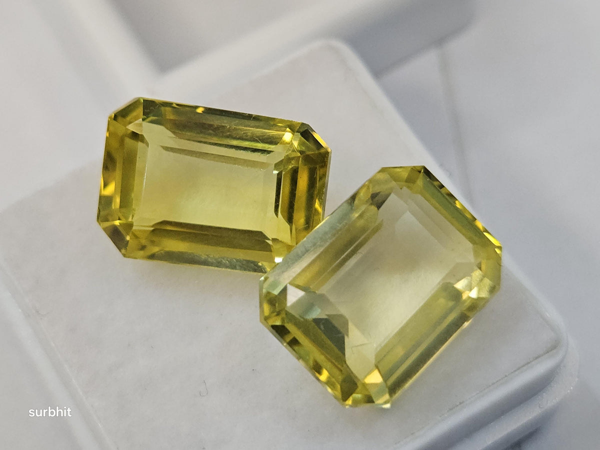 Certified Ceylon Yellow Sapphire Pair – Emerald Cut Loose Gemstones for Jewelry Making