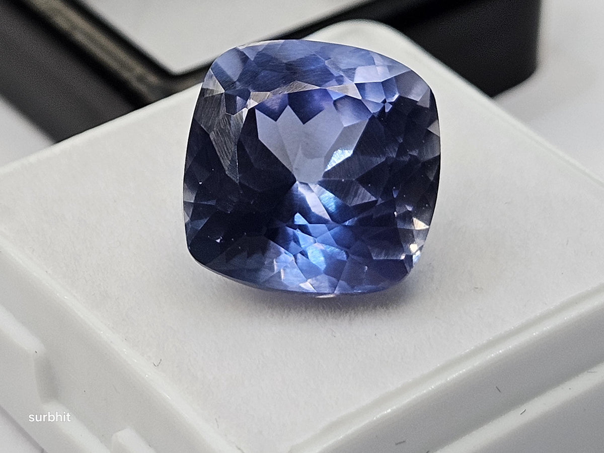 Cushion Cut Blue Tanzanite Gemstone, 12-13 Carat Loose Stone