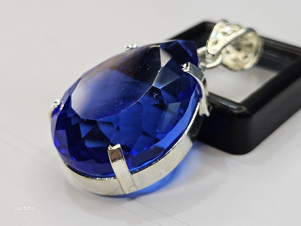 Blue Topaz Pear Cut Pendant, 73-74 Ct Brazilian Gemstone