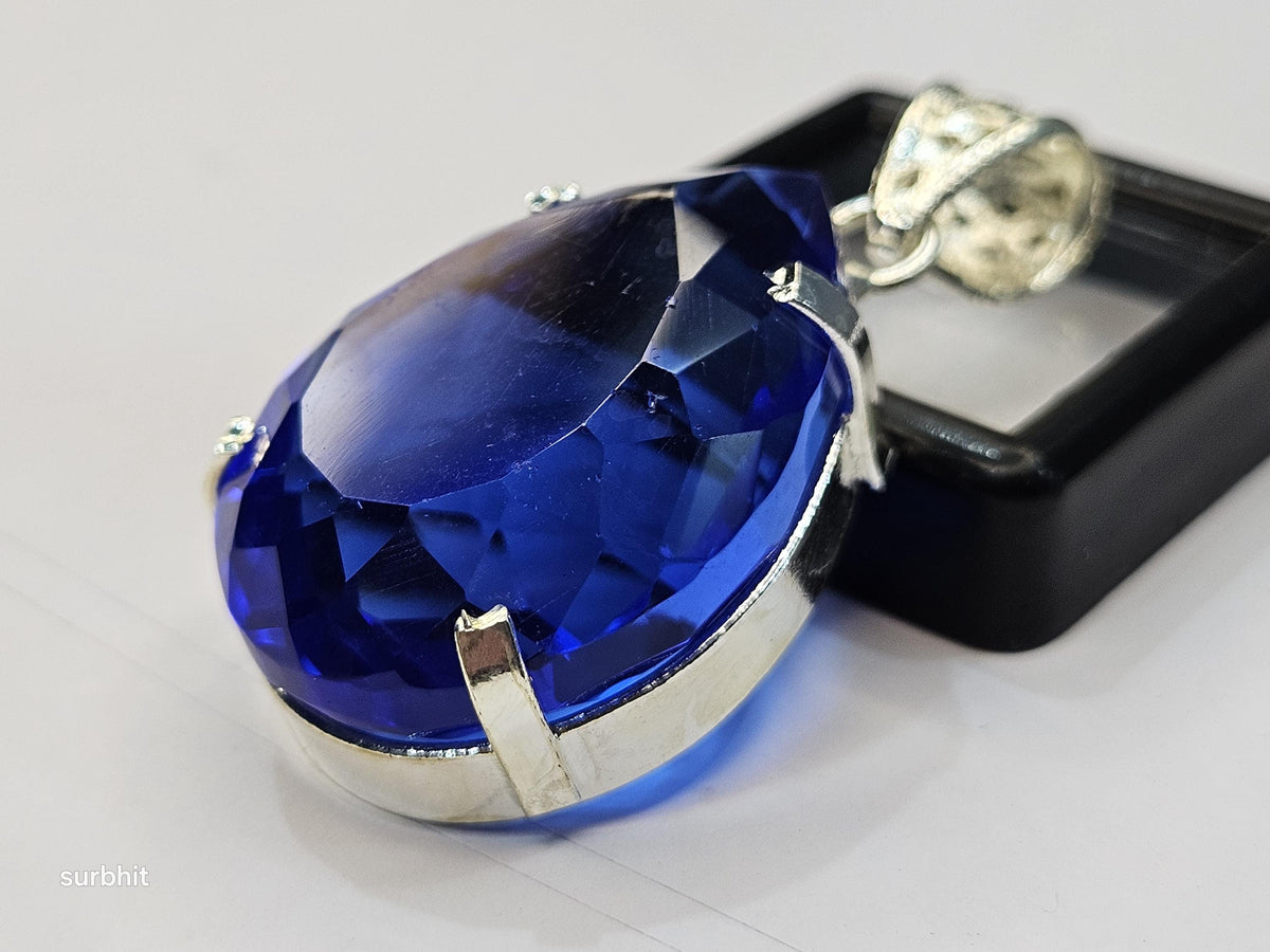 Blue Topaz Pear Cut Pendant, 73-74 Ct Brazilian Gemstone