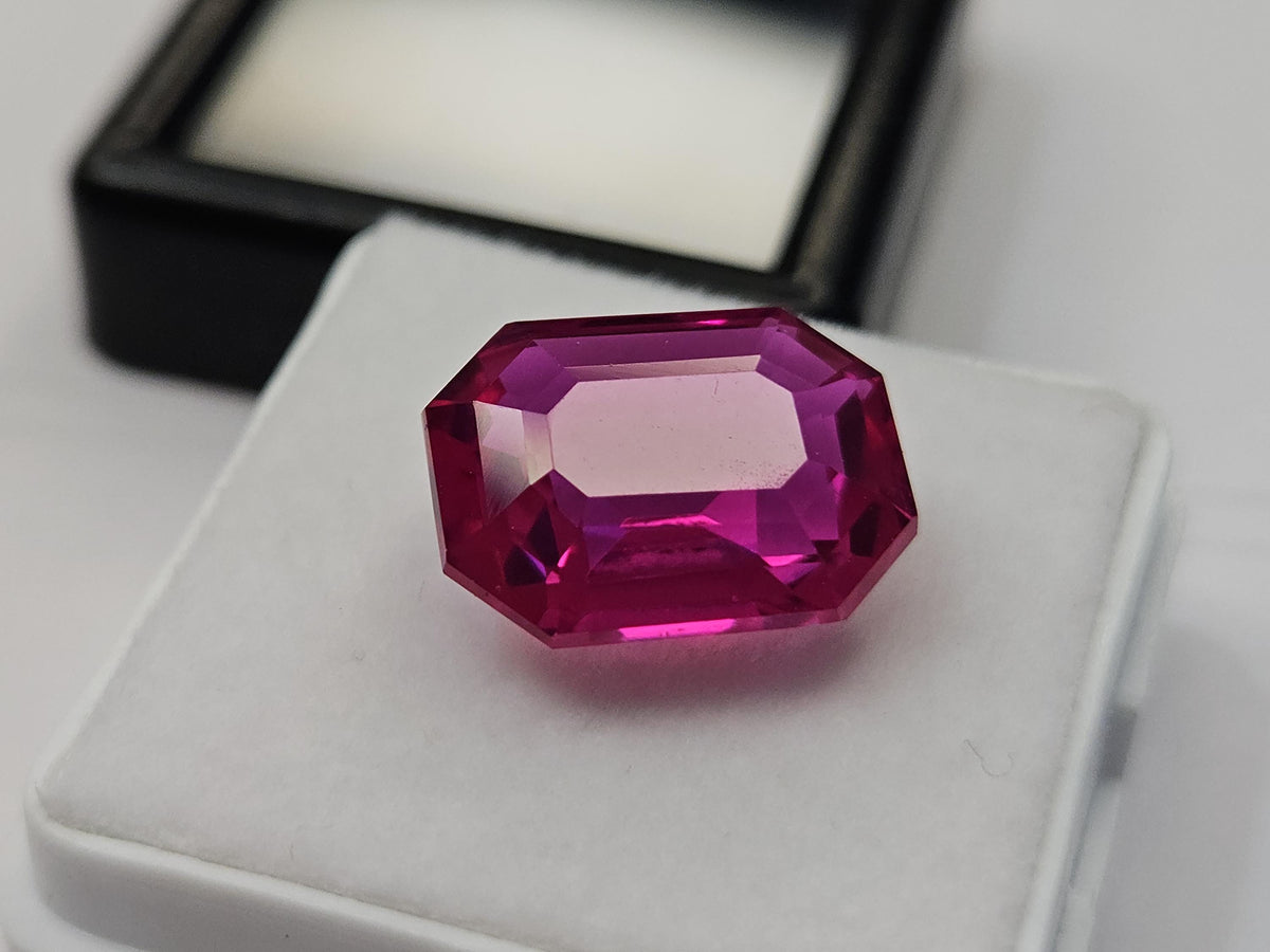 Certified Dark Pink Sapphire Emerald Cut Gemstone, 9-10 Ct Loose Stone for Rings, Pendants