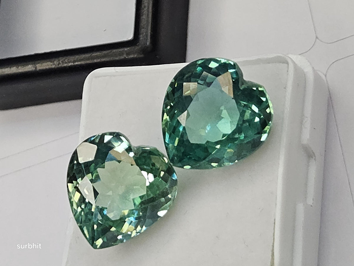 Certified Green Sapphire Heart Cut Gemstones (22-23 Ct) for Jewelry Making