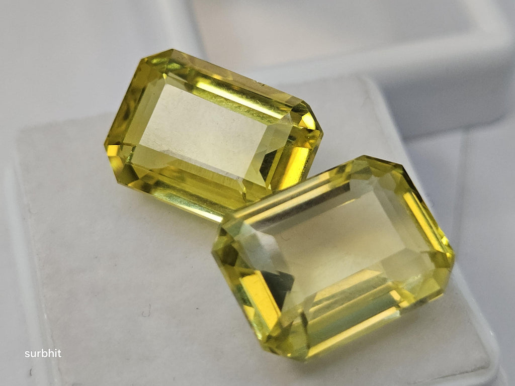 Certified Ceylon Yellow Sapphire Pair – Emerald Cut Loose Gemstones for Jewelry Making