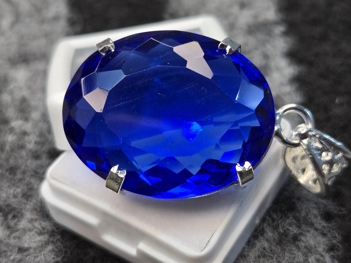 Brazilian Blue Topaz Oval Cut Pendant, 73-74 Ct loose Gemstone
