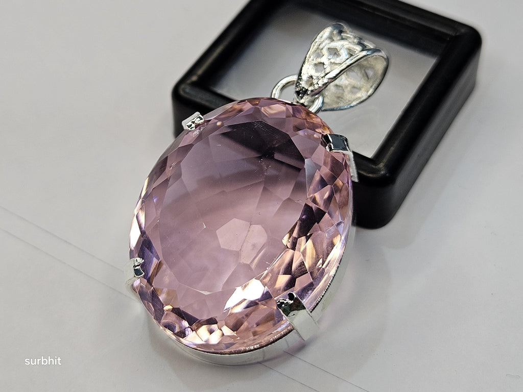 Certified Lab-Created Flawless Pink Pendant Topaz Oval Cut 70+ Ct Natural Loose Gemstone