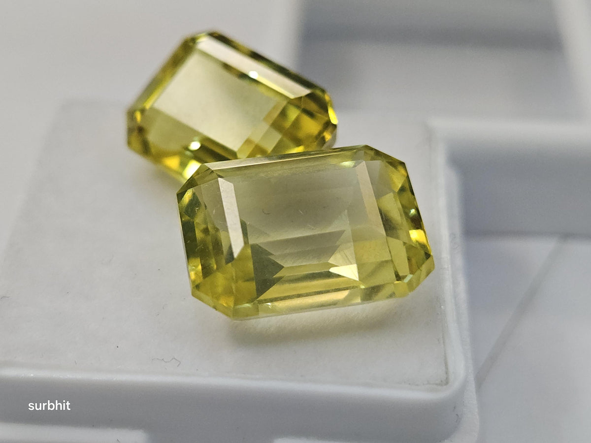 Certified Ceylon Yellow Sapphire Pair – Emerald Cut Loose Gemstones for Jewelry Making