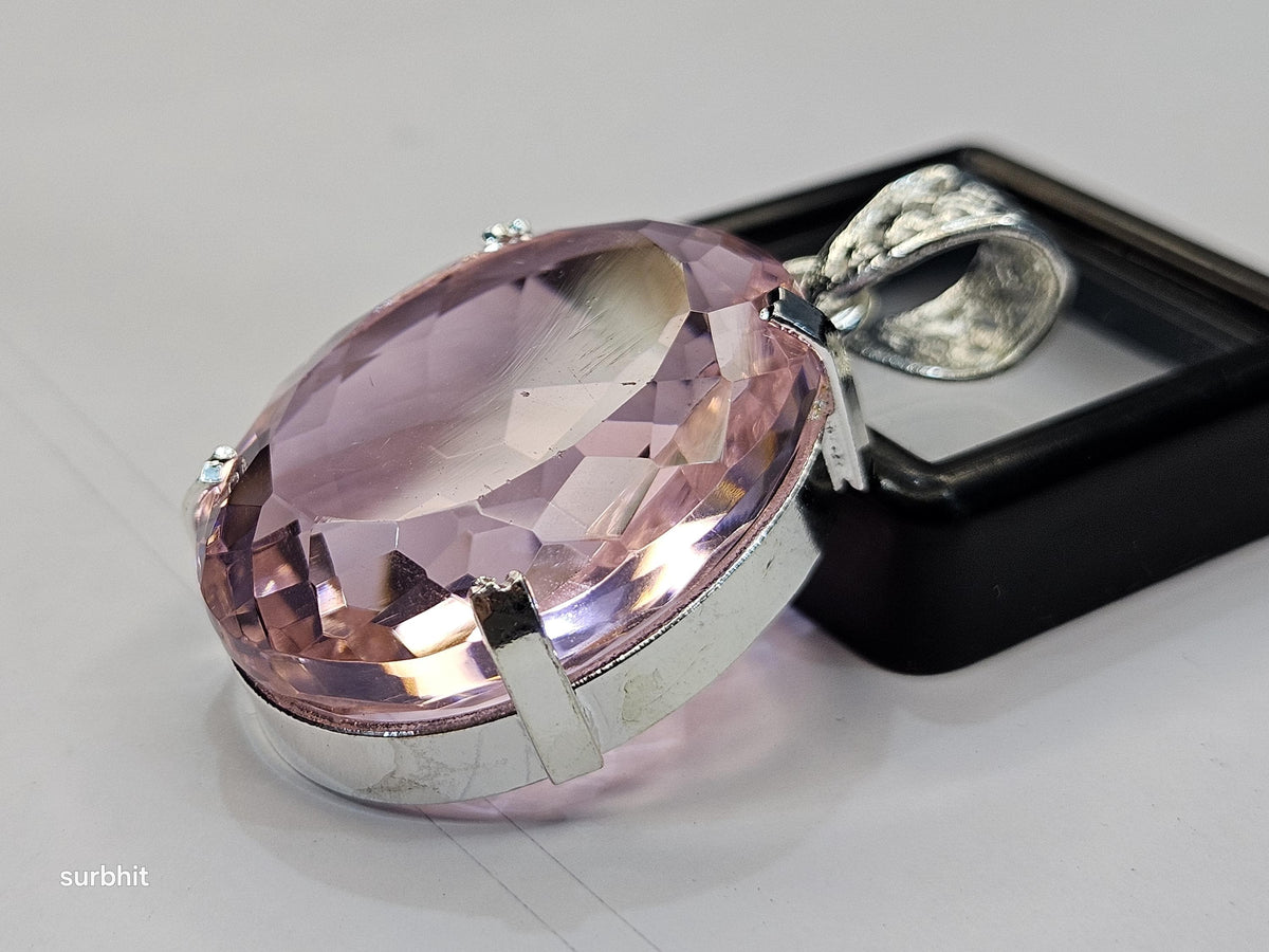 Certified Lab-Created Flawless Pink Pendant Topaz Oval Cut 70+ Ct Natural Loose Gemstone
