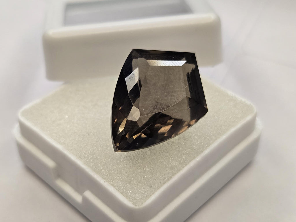 Certified Smoky Black Quartz Gemstone, 13-14 Ct Fancy Cut, Lab Created Loose Stone (Brazil)