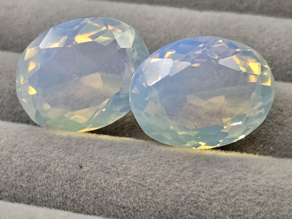 Welo Opal Pair, Australian Oval Gemstones, Jewelry Making (33-35 Ct Total)