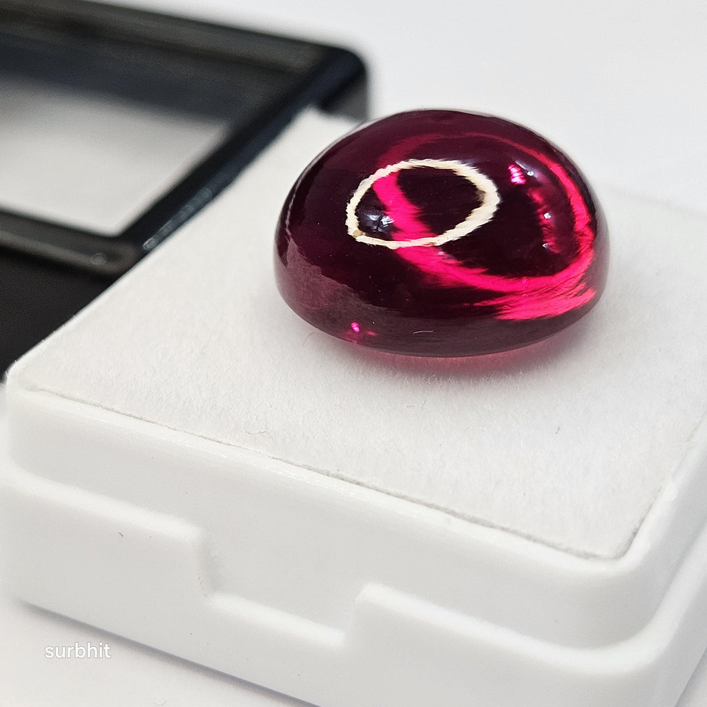 Certified Red Garnet Cabochon Shape Lab-Created 18 Carats Loose Gemstone For Jewellery Making