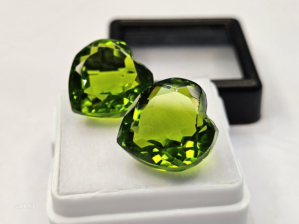 20–22 Ct Heart-Cut Peridot Pair – Loose Gemstones for Jewelry