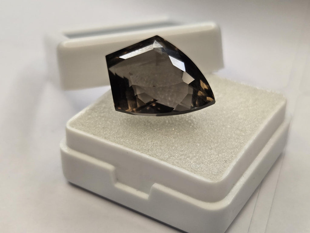 Certified Smoky Black Quartz Gemstone, 13-14 Ct Fancy Cut, Lab Created Loose Stone (Brazil)
