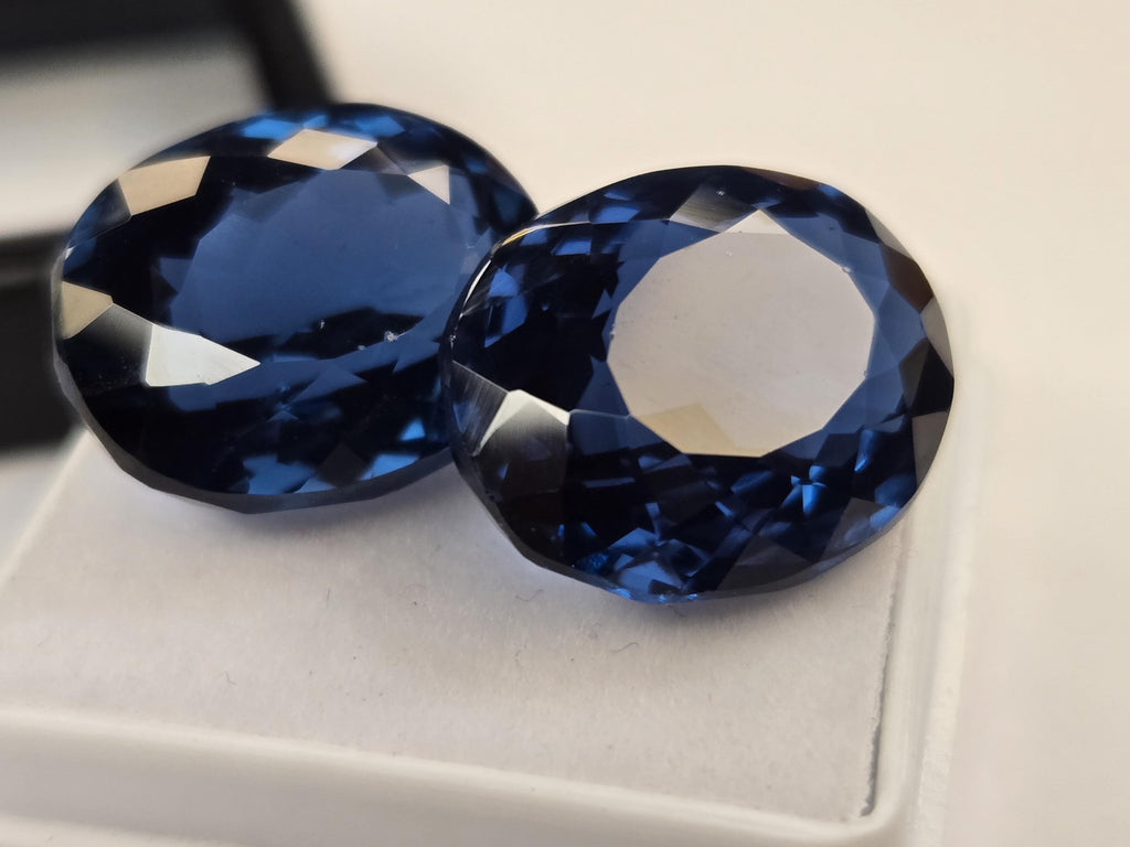Teal Blue Tourmaline Pair Oval Cut Gemstones, Matching Pair for Jewelry Making
