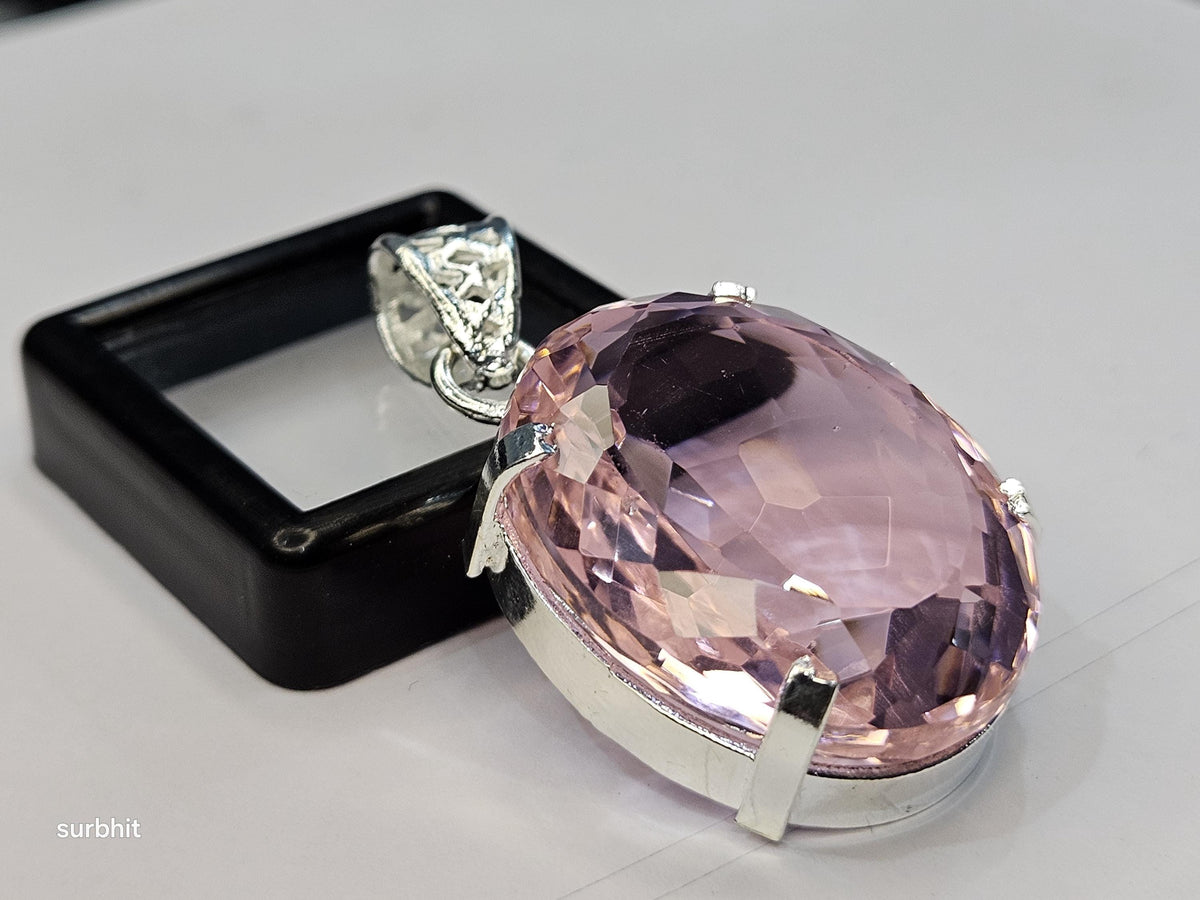 Certified Lab-Created Flawless Pink Pendant Topaz Oval Cut 70+ Ct Natural Loose Gemstone