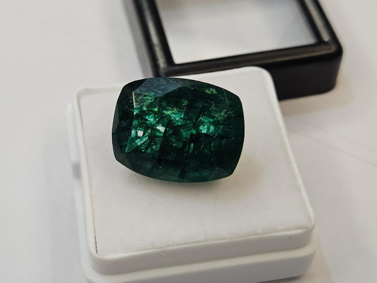 12-13 Ct Cushion Cut Emerald Gemstone | Natural Green Loose Stone for Rings