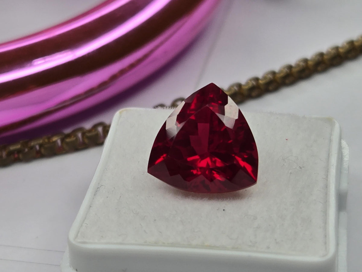 Natural Mozambique Ruby 7–8 Ct Trillion Cut Loose Gemstone for Rings, Pendants & Jewelry Making