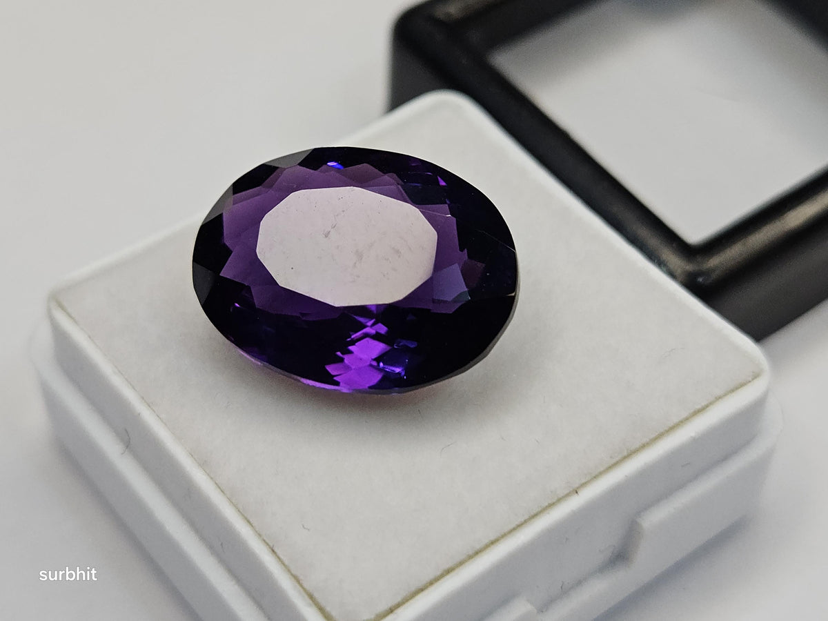 Certified Lab Created Amethyst Oval Gemstone – 8-9 Ct Purple Stone for Jewelry Making